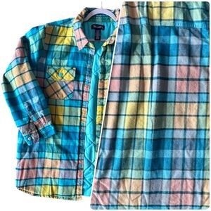 Denim&Co Shacket Plaid Lined Snap Shacket XL